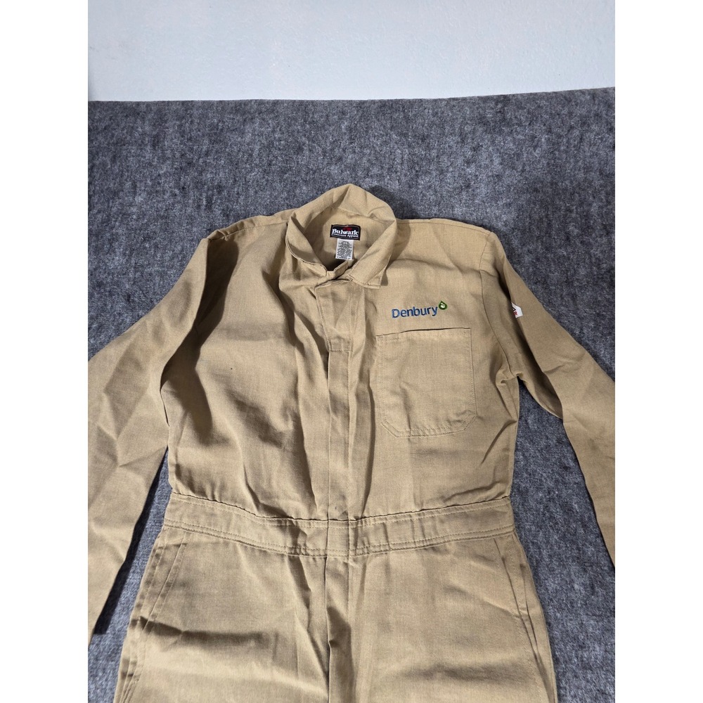 Mens Coveralls 40 RG Khaki Tan Flame Resistant Nomex Arc Rating Bulwark FR - Picture 10 of 11